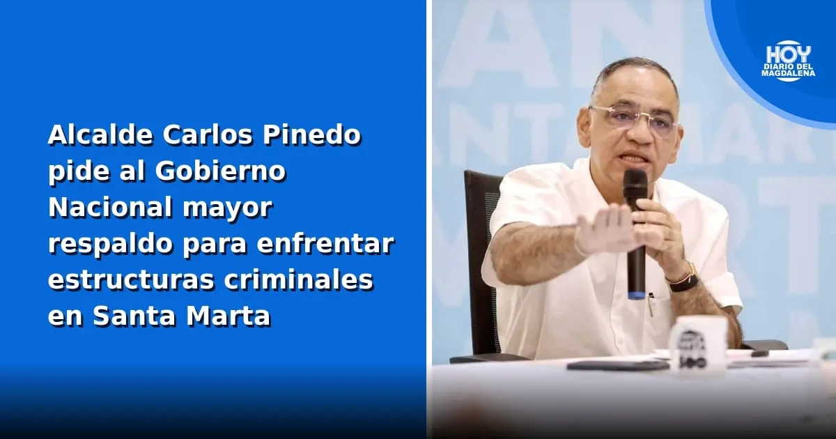 Alcalde de Santa Marta solicita al Gobierno Nacional mayor respaldo contra estructuras criminales