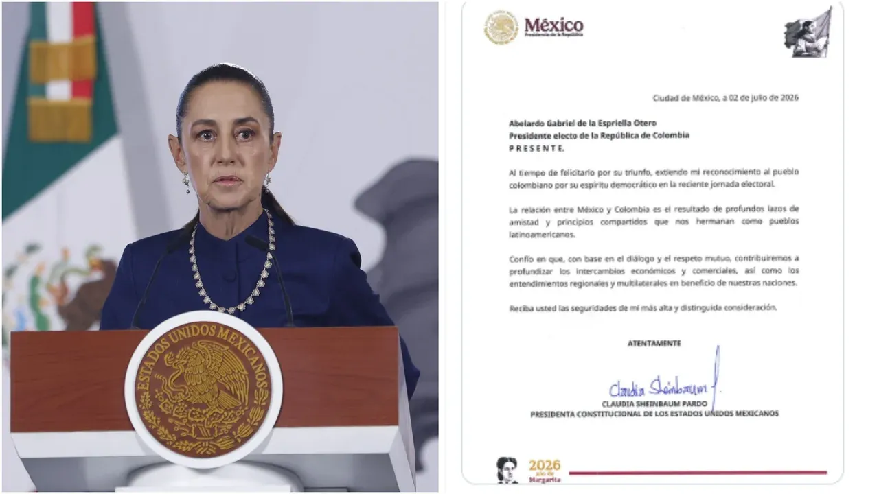 Sheinbaum reconoce el triunfo de Abelardo De La Espriella en las elecciones presidenciales de Colombia
