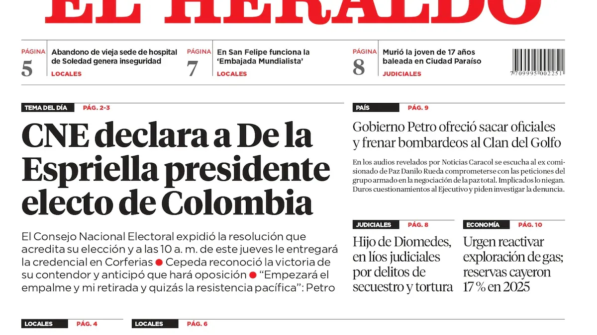 CNE declara a Abelardo de la Espriella presidente electo de Colombia