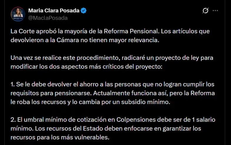 Corte Constitucional aprueba la reforma pensional y devuelve nueve artículos al Congreso