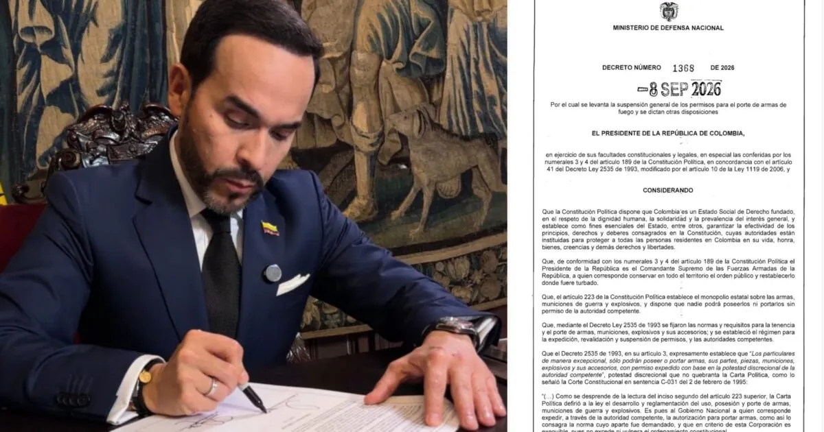 Gobierno de De La Espriella levanta la suspensión general de permisos para porte de armas