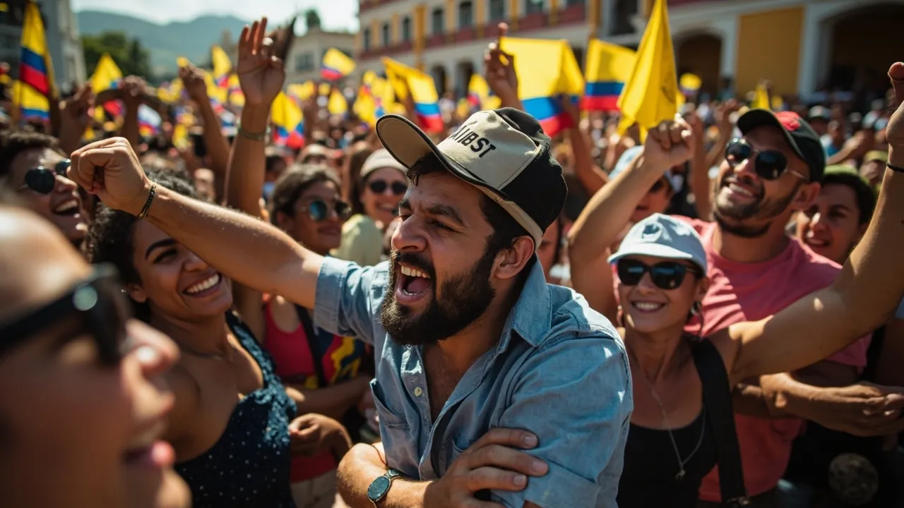 Habitantes de Armenia festejan el resultado del preconteo que da como ganador a Abelardo de la Espriella