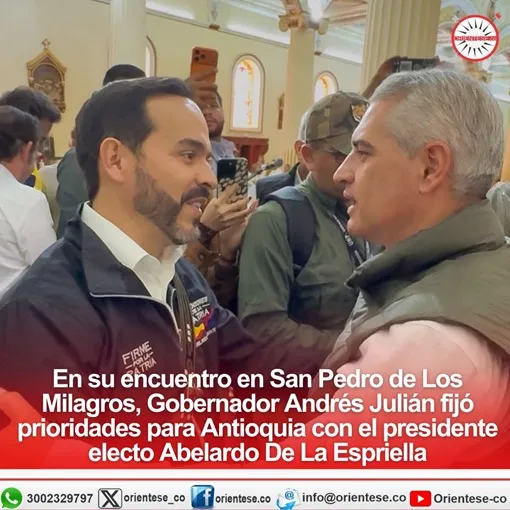 Rendón y De La Espriella se reunieron en San Pedro de los Milagros para hablar de tres prioridades de Antioquia