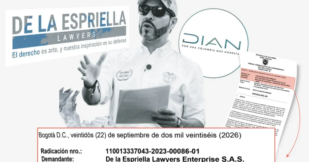 Firma de abogados fundada por Abelardo de la Espriella, condenada por mala declaración de impuestos