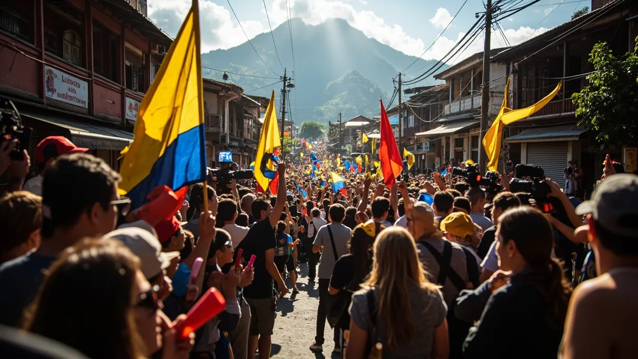Ciudadanos en Manizales celebraron con pitos y banderas el triunfo presidencial de Abelardo de la Espriella