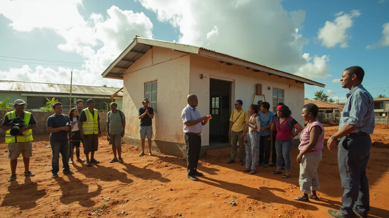 Presidente De La Espriella recorre en Buenaventura la primera de 51 casas donadas por Eternit para damnificados del terremoto