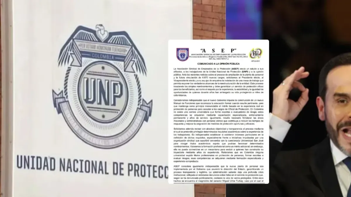 Sindicato de la UNP solicita al empalme de De la Espriella revisar más de 6.000 vinculaciones recientes