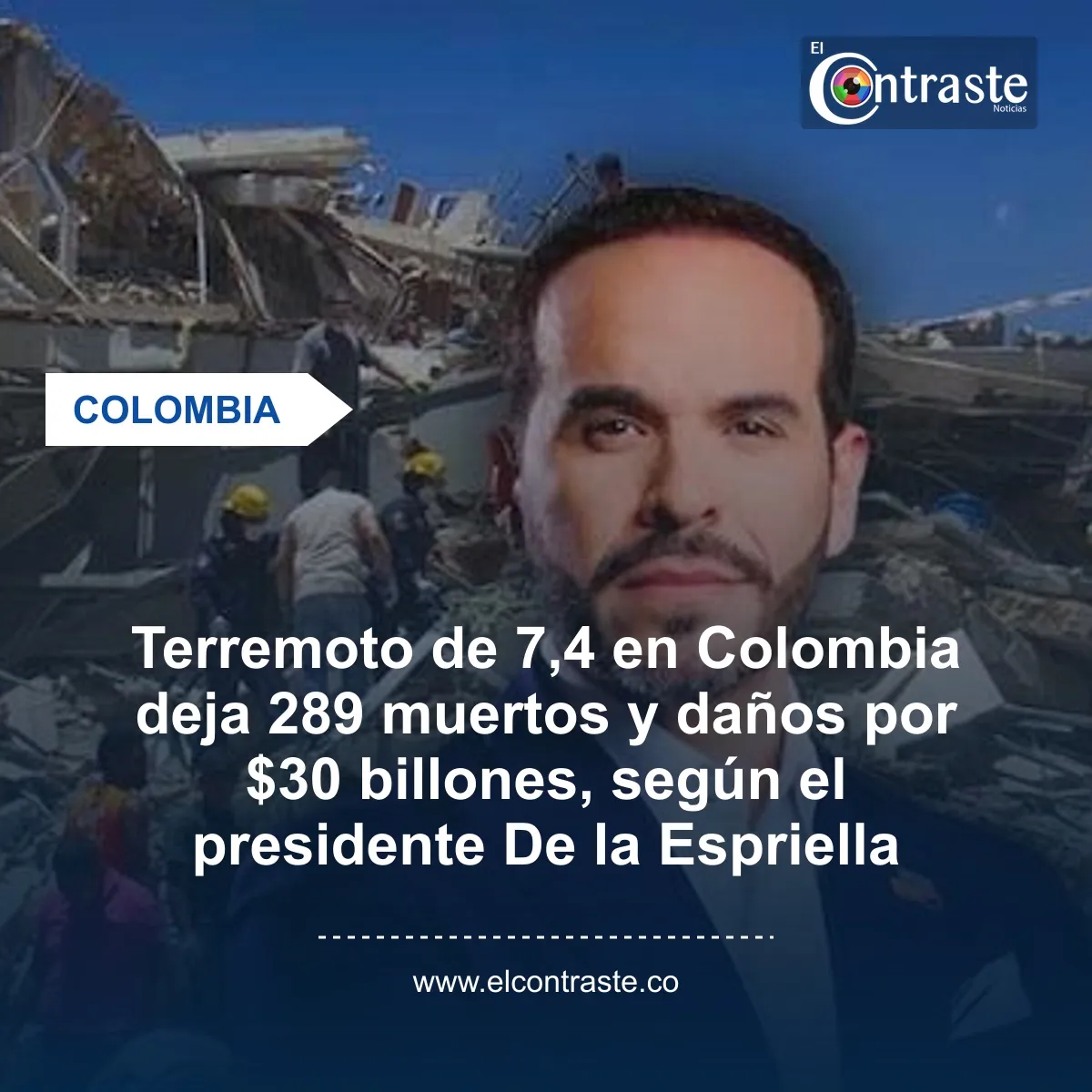Terremoto de 7,4 sacudió a Colombia: 289 muertos y daños estimados en $30 billones